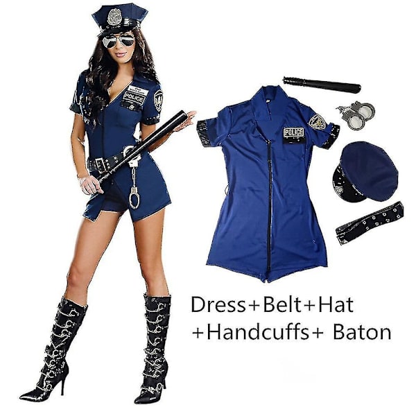 Kvinders kortærmede politiuniform Halloween Party Fantasy-6 M a