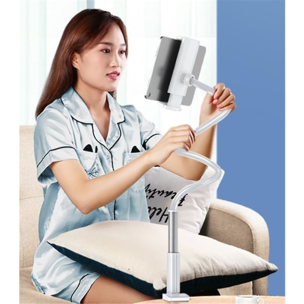 Lazy Bracket Flexible Arm Tabletter og Mobiltelefonfeste Carbon steel white