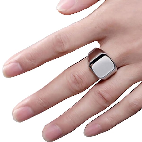 Natklub Punk Mænd Glat Firkantet Bredt Bånd Finger Ring Smykker Fødselsdagsgave Golden US 15