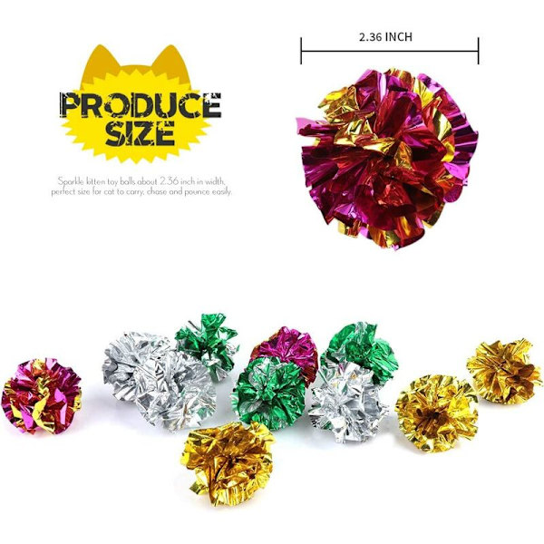 Bestsupplier 25-pack Cat Crinkle Balls - Original Mylar Crinkle Balls Cat Toys（Slumpmässig färg）
