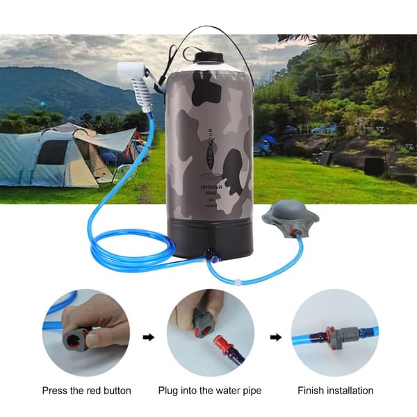10L Camping Brusepose Udendørs Brusepose PVC Bærbar Solar Brusepose Camping Vandopbevaringspose