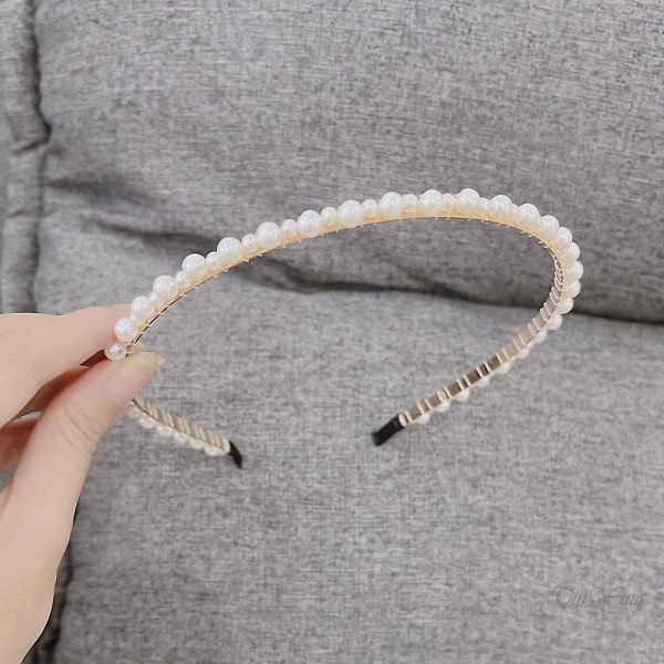 Korea Style Pearl Beaded Hair Hoop Pannebånd Dame 14