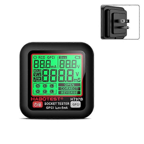 HABOTEST Digital Display Intelligent Elektrisk Testkontakt HT97D EU Plug