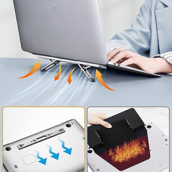 Oatsbasf K01 Justerbar Skrivbordshöjande Bas Aluminiumlegering Kylare Vikbart Laptopställ Silver