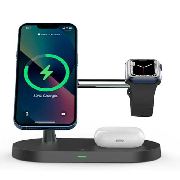 Magneettisesti taitettava 3-in-1 latausasema Black