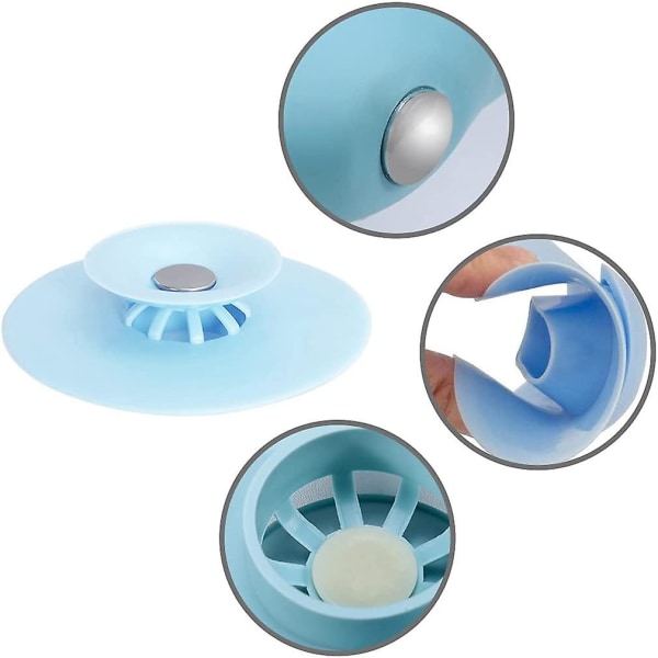 Universal silikonavløpsplugg 5 stykker, Ufo trykk gulvavløp, Universal silikon vaskplugg, universal silikon badeplugg, multifunksjonell avløp Fi