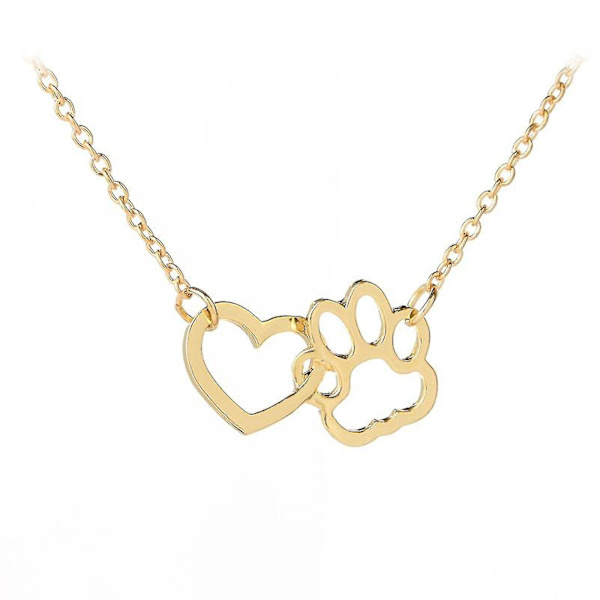 Ladies Animal Paw Peach hjerte anheng halskjede smykker gave