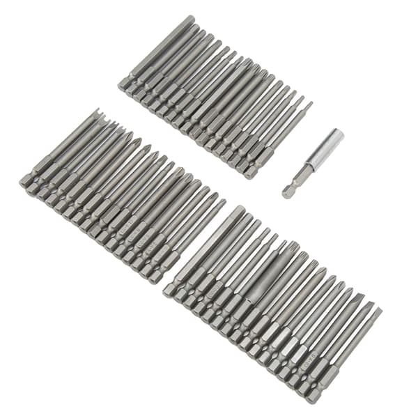 50st Extra Lång Säkerhetsbits Set Fyrkantig Platt Hex Spline Koppling Torx Multi Storlekar Skruvmejselbits