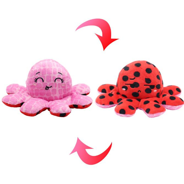 Printed Flip Octopus Söt dubbelsidig Expression Octopus Doll