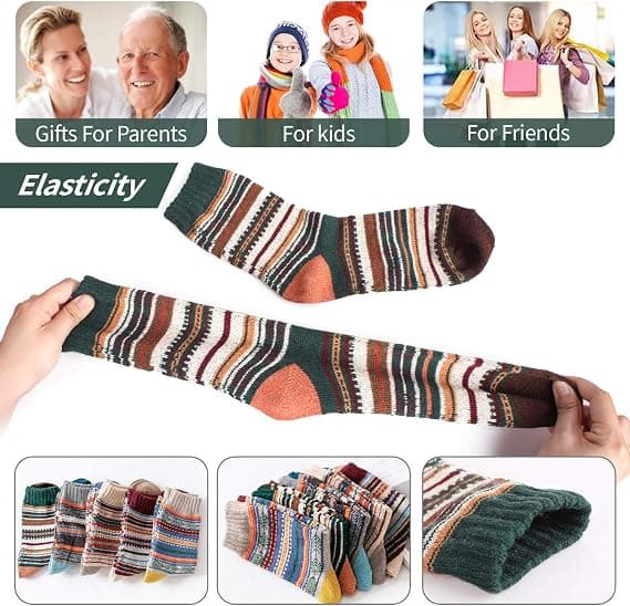 5 Pairs Thermal Women's Socks Warm Thick Knitted Winter Wool, ZQKLA