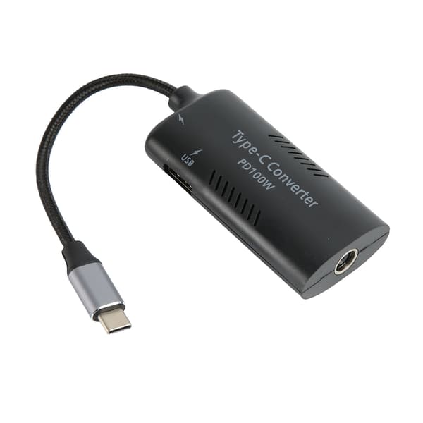 100W DC til Type C PD3.0 Hurtiglader ABS Flettet Nylon Laptop Strømadapter DC7909 Hunn til Type C