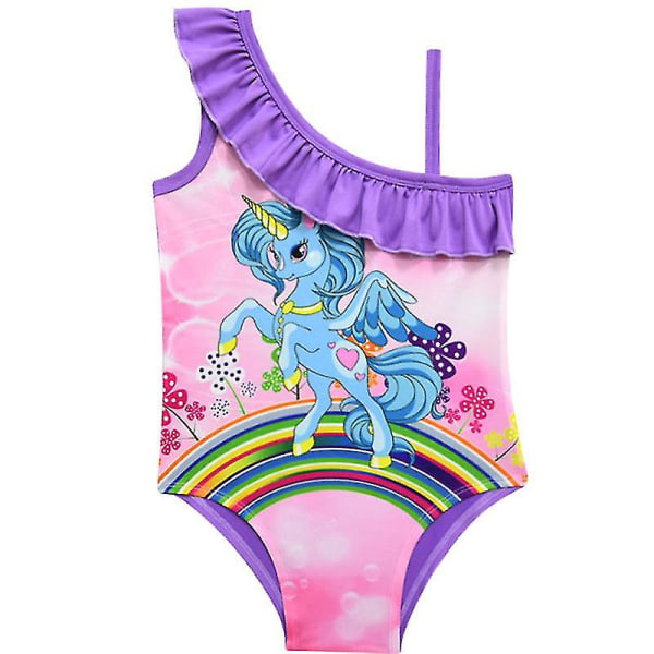 Kids Girl One Piece Unicorn Bikini Badestrandtøj Purple 3-4 Years