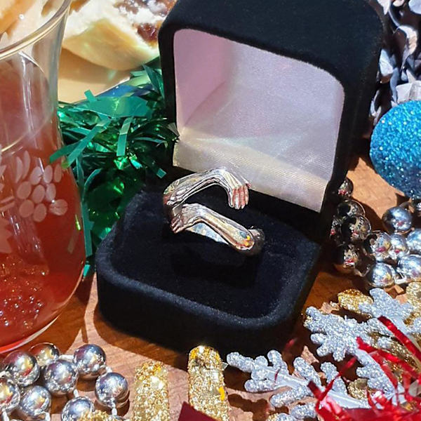 Halailusormus, säädettävä avoin pää, 2 väriä, säädettävä sormikoru pariskunnille Silver