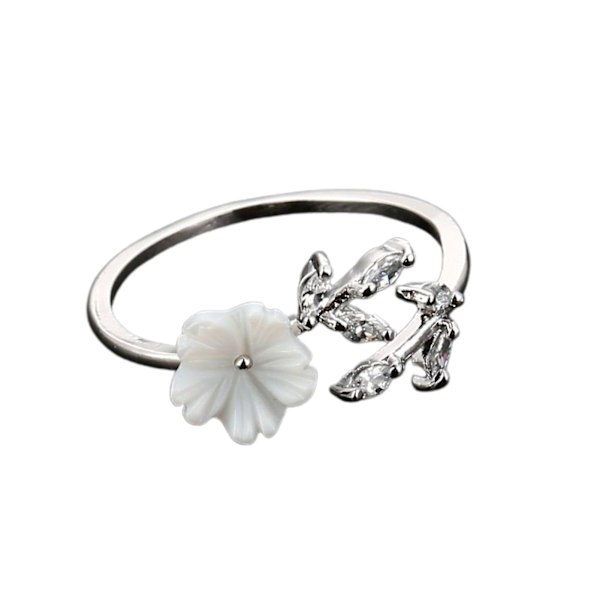 Finger Ring Träd Gren Blomma Strass Smycken Lätt Bright Luster Ring För Förlovning Silver