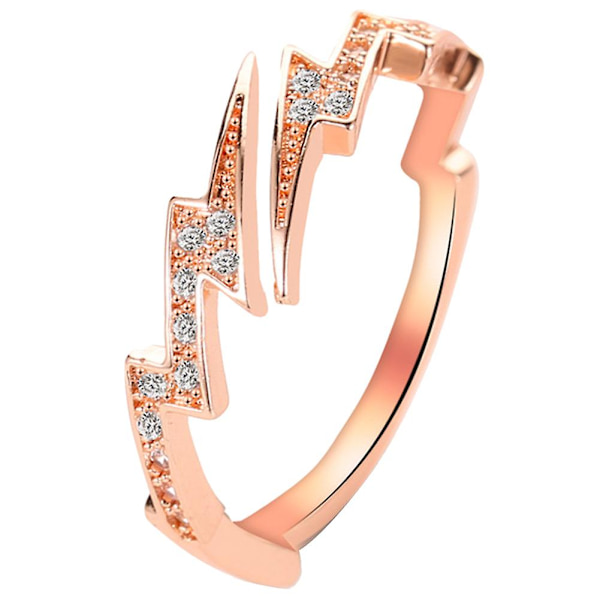 Kvinnor Creative Lightning Shape Cubic Zirconia Inläggningar Öppna Ring Finger Smycken Silver