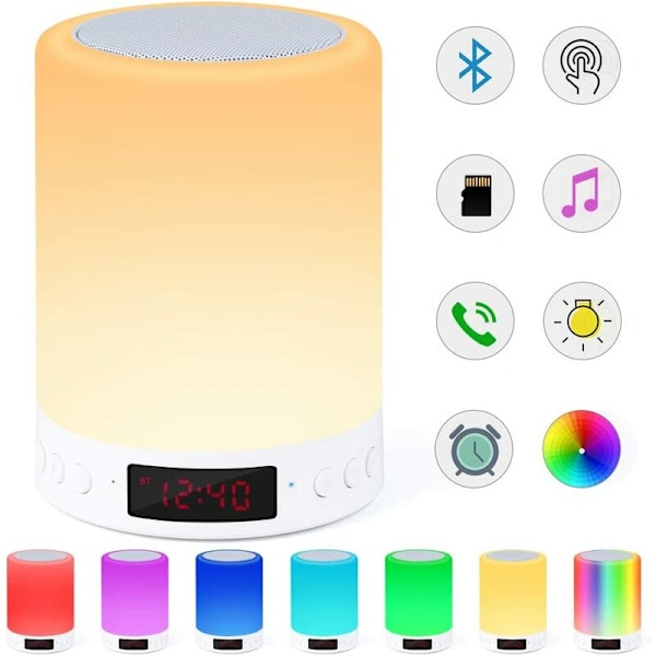 Med skærmtidsalarmklistermærke Trådløs Bluetooth-korthøjttaler Dæmpbar 7 farver RGB sengelampe til soveværelse til hjemmebrug