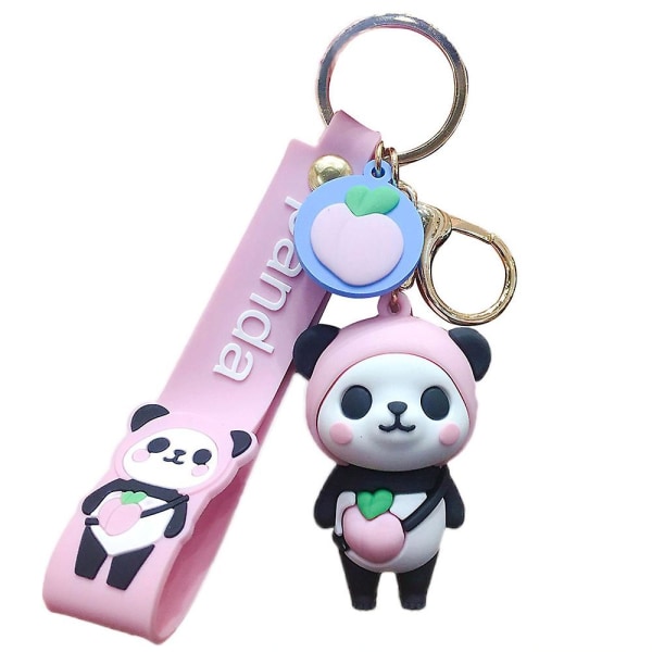 Söt Panda nyckelring nyckelring docka kreativa djur nyckel hänge Pink Peach