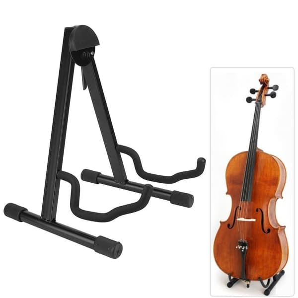 Justerbart A-format Hopfällbart Cellostativ Svart Musikinstrumentstöd