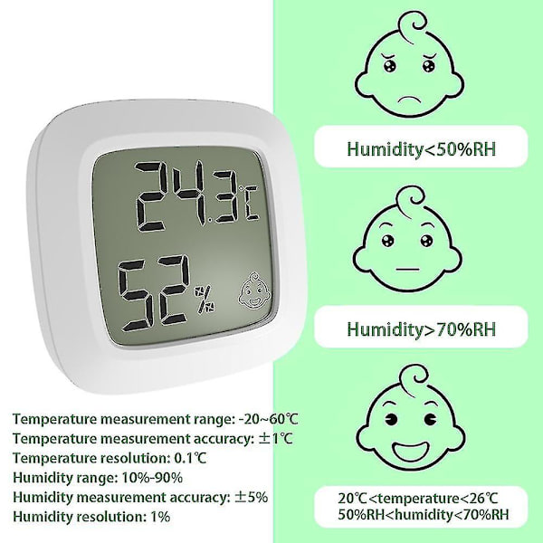 Mini indendørs magnetisk termometer LCD digital temperatur fugtighedssensor termometer Hjem Rum Hygrometer Måler Vejrstation 2 Pcs Ordinary
