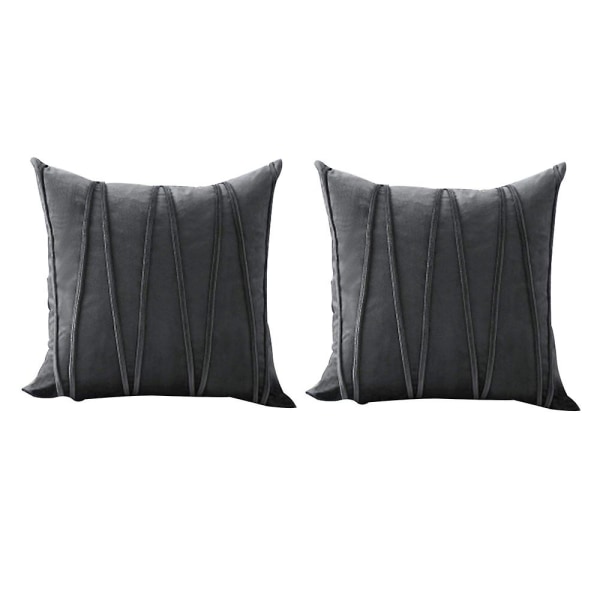 2 styks dekorative stribede fløjlspudebetræk Blødt solidt pudebetræk Firkantede pudebetræk Til Sengesofa Sofa Bil Stue45*45cm Dark gray