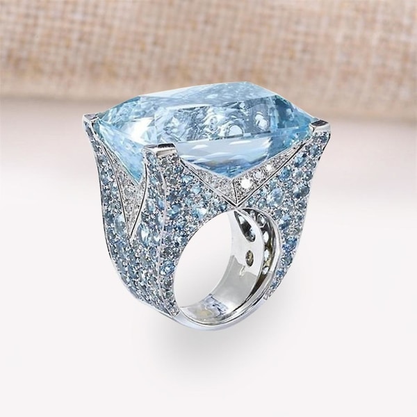 Glitrende kvinner Cubic Zirconia Ring Brud Bryllup Forlovelsesfest smykker gave US 6