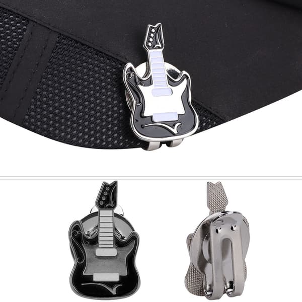 Metal Magnetisk Golf Cap Hat Visir Klips Boldmarkør Tilbehør Sort Guitar