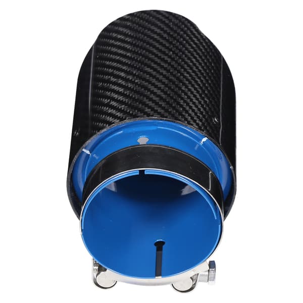 80-101mm Enkelt Uttak Rett Side Blank Karbonfiber Blå Rustfritt Stål Bil Eksos Tip
