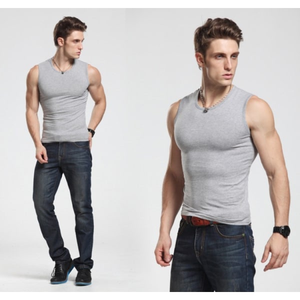 Klassisk bomullsunderskjorte for menn 1-paks A-skjorte L