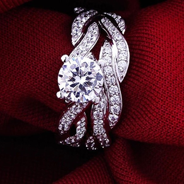 2 stk/sæt Kvinder Ring Cross Design Dekorative Smykker Tilbehør Rhinsten Indlagt Ring Til Bryllup US 6