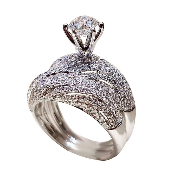 Vintage kvinner rund bryllup sjarm finger ring Rhinestone fest smykker gaver US 9