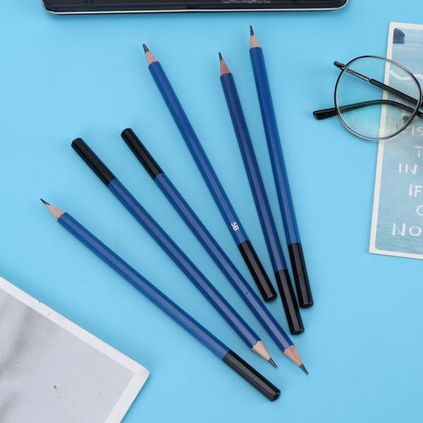 Trä Hex Rod Sketch Pencil Set - 12st i plåtlåda