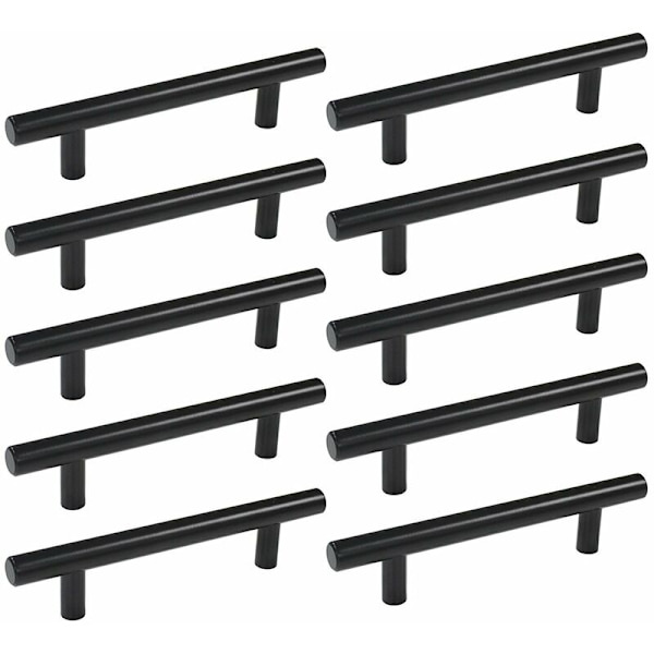 T-formet håndtak skap skuff dørhåndtak (10 stk svart diameter 10*lengde 150 hull avstand 96mm)Universelt kjøkken
