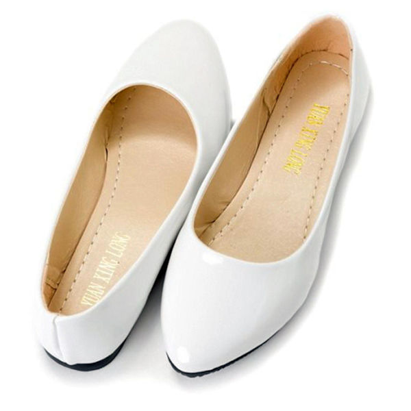 Kvinder Flat Pumps Slip On Ballet Loafers Sko White 37.5-38