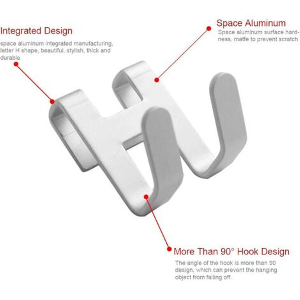 2 st duschdörrkrokar över dörrkrokar Space Aluminium glas duschdörr Hängkrok Gratis stansning Badhanddukskrokar