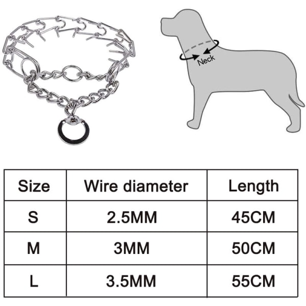 Almindelig fiskehaleclips 3,0 mm*50 cm hundetræningsstimuleringskæde i rustfrit stål til hundehalsbånd,