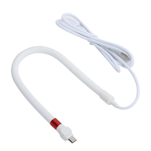 Mobiltelefonstativ Hurtigladekabel Fleksibel Holder Micro USB Datakabel Hvit