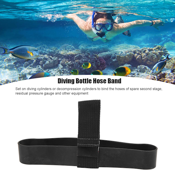 KEEP DIVING Joustava kumiletkun pidikehihna 6L snorklauspullolle - Kestävä ja kulutusta kestävä, musta