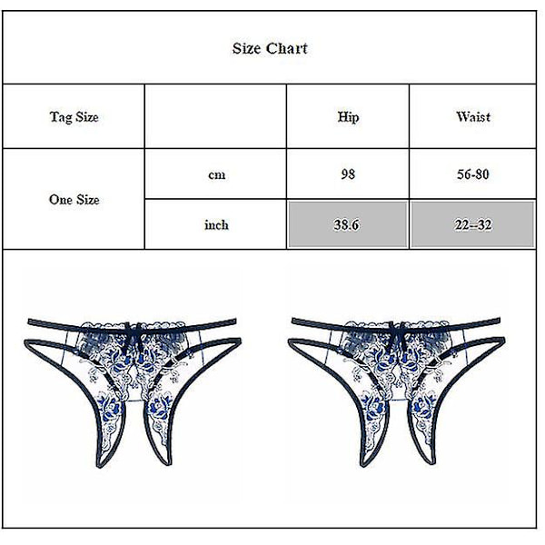 Kvinner Erotiske Sexy Thongs Skrittløse G-Strings Truser Blue