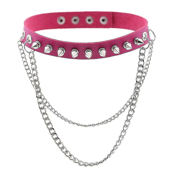 Spike Choker Halskæde Goth Collar Chain Punk Choker Kvinder Mænd Sort Læder Chocker Cool Gothic smykker rose red