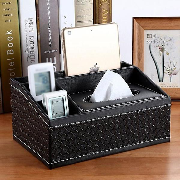 Multifunktionell läder Tissue Box Soffbord Desktop Fjärrkontroll Förvaringsbox style3