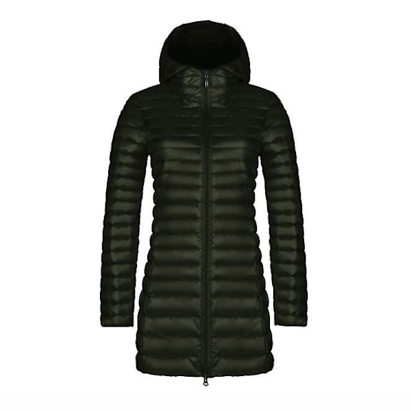 Dunjakke kvinders tynde lange stil Army Green XL