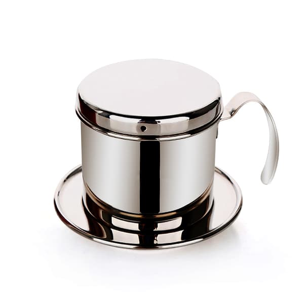 Vietnamesisk kaffefilter Phin i rustfritt stål, dryppebrygger, sølv