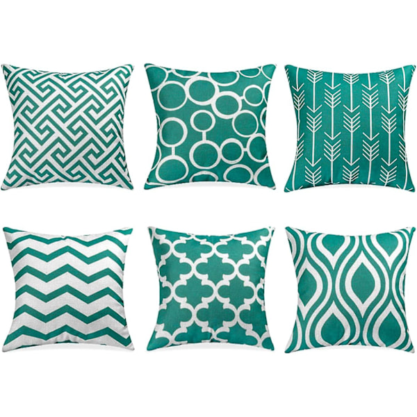 Sett med 4 putetrekk, dekorativt putetrekk i polyester og lin for bilsofa hjemmeinnredning, 45 x 45 cm putetrekk (gult geometrisk mønster med na