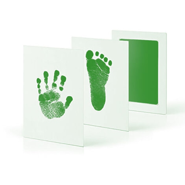 Sæt med 2 babyhåndaftryk og -fodspor, sikker ikke-giftig 9,5 x 5,7 cm Grøn