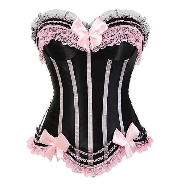 S-6xl Naisten seksikäs korsetit Overbust korsetti ja set Black M