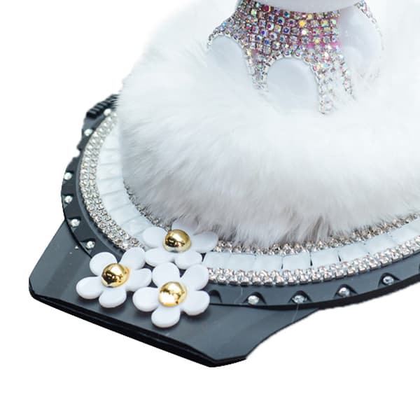 Hvid Rhinestone Bil Kat Dashboard Parfume Ornament Figur
