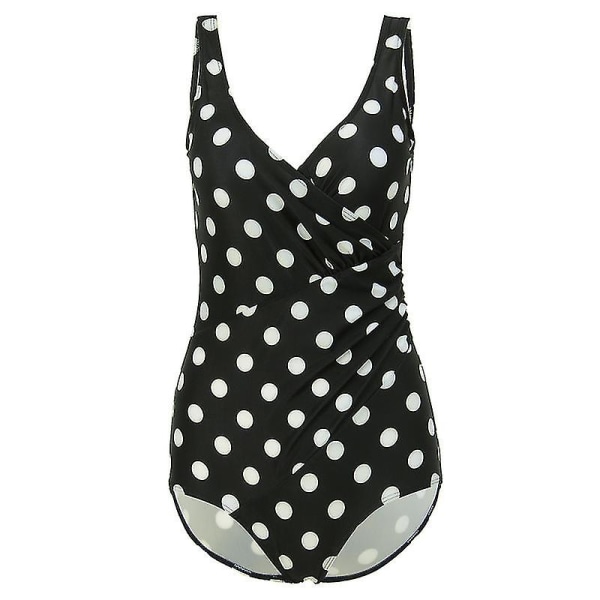 naisten Pehmustettu Wrap-uimapuku Monokini One Piece -uimapuku Uimapuku Polka Dot Black 2XL