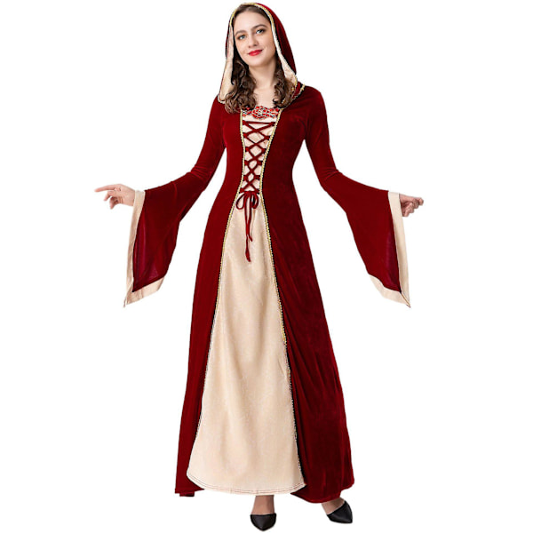 Kvinnor Witch Vampire Cosplay Retro Drawstring Maxiklänning L