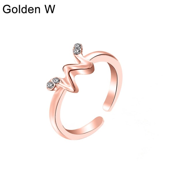 Muoti Naisten Yksinkertainen A–Z Englannin aakkoset tekojalokivi avoimet sormuskorut Rose Gold W