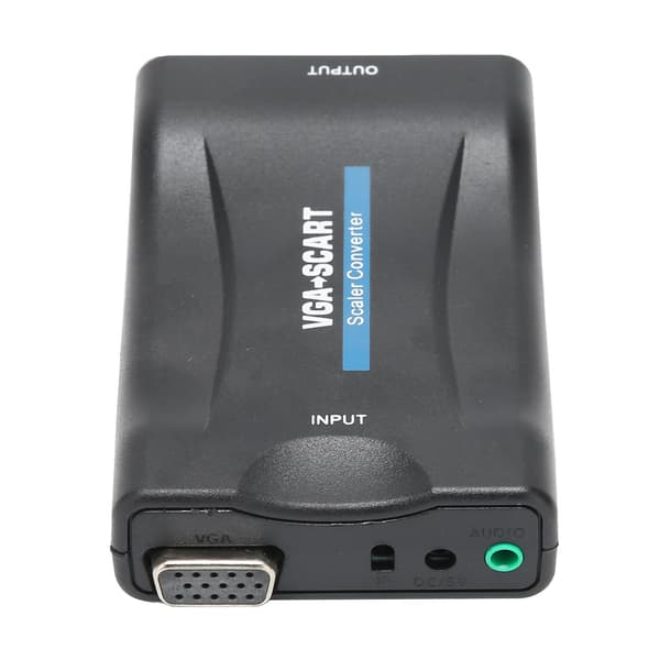 VGA til SCART-konverter HD-videoadapter med fjernkontroll og ladekabel
